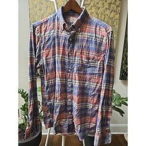 Faherty Shirt Mens Medium Plaid All Time Flannel Stretch Hiking Camping Classic